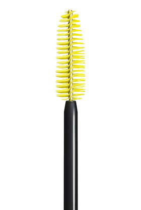 MAYBELLINE glossy black mascara swatch showing smooth, clump-free texture