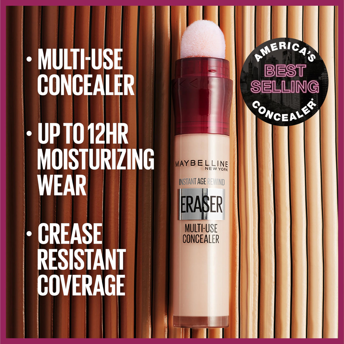 Maybelline concealer held in hand to show compact size and portability