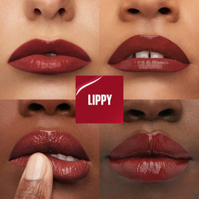 Maybelline cranberry red swatch on arm showing rich pigment payoff