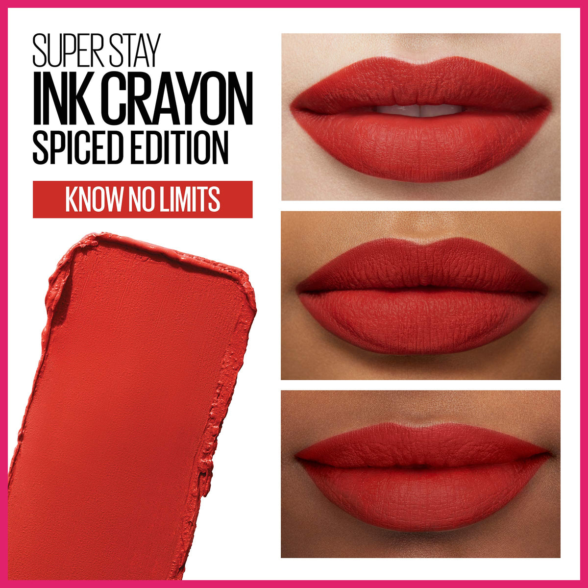 MAYBELLINE crayon tip close-up revealing smooth matte ink payoff for precise application
