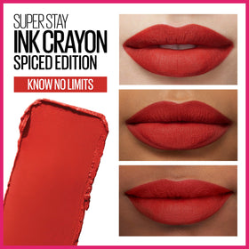 MAYBELLINE crayon tip close-up revealing smooth matte ink payoff for precise application