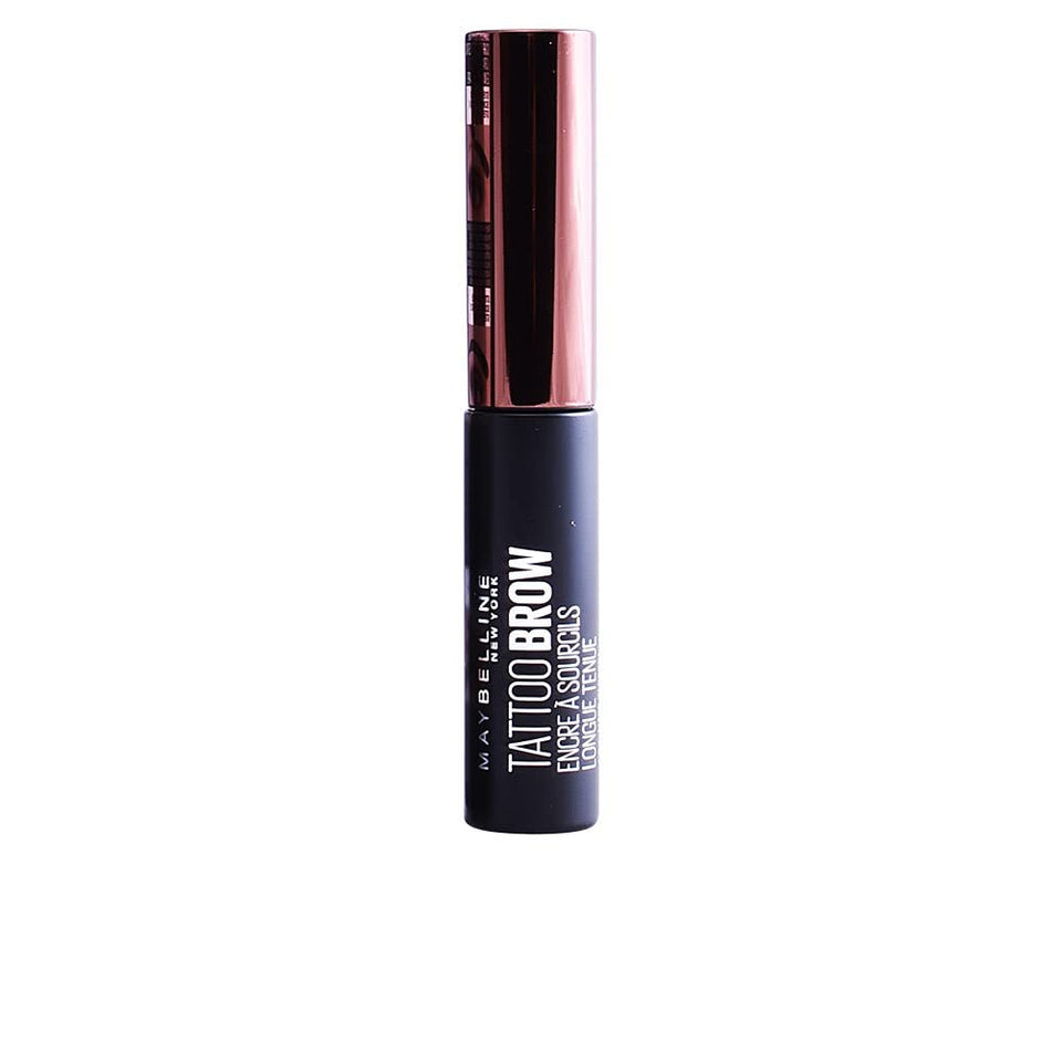 Maybelline tube front view showing dark brown tint and quick application benefit