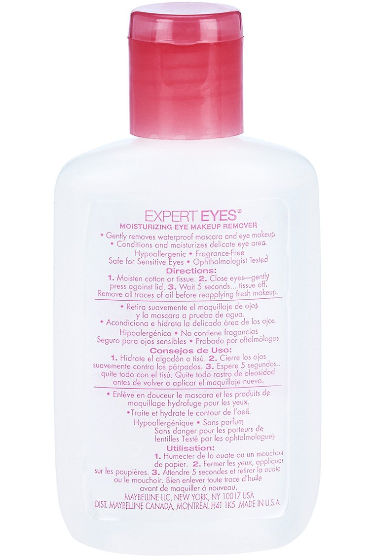 Maybelline remover on cotton pad in use removing mascara for fast, gentle cleansing