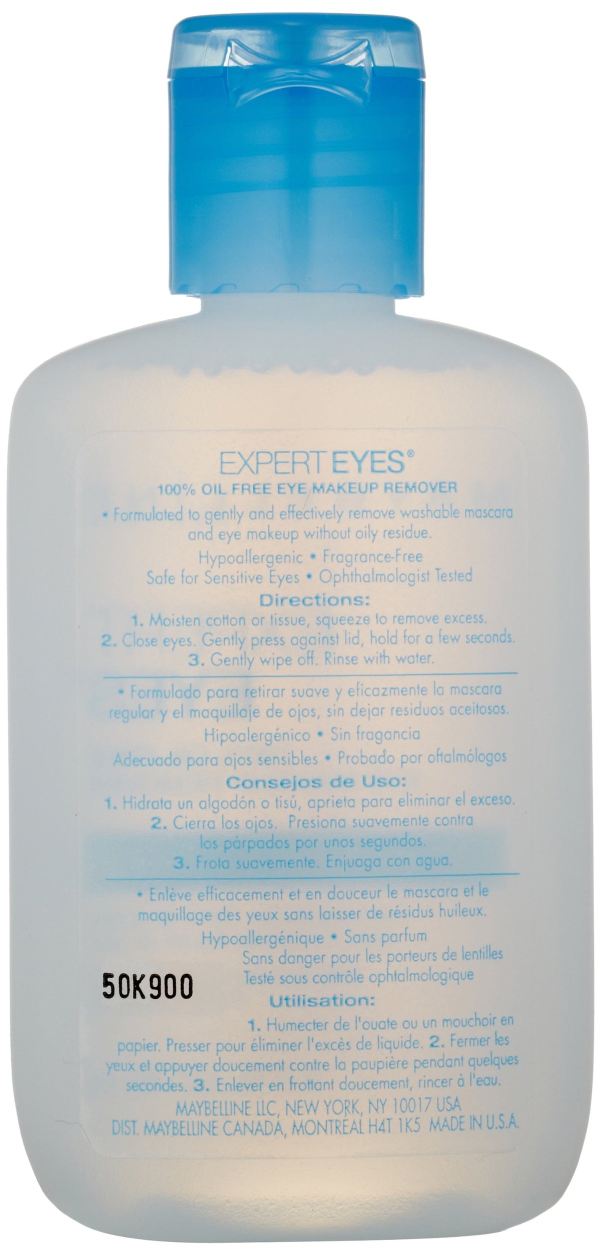 Maybelline remover pouring onto cotton pad, demonstrating gentle application benefit