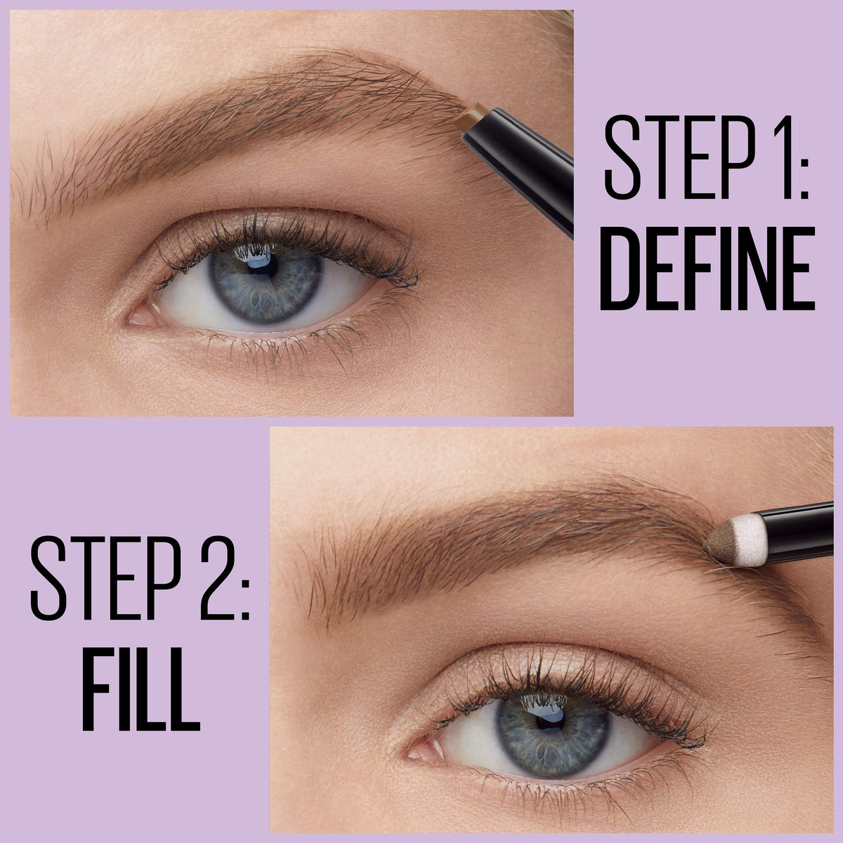 Maybelline sponge powder in use blending pigment smoothly for natural fuller brows