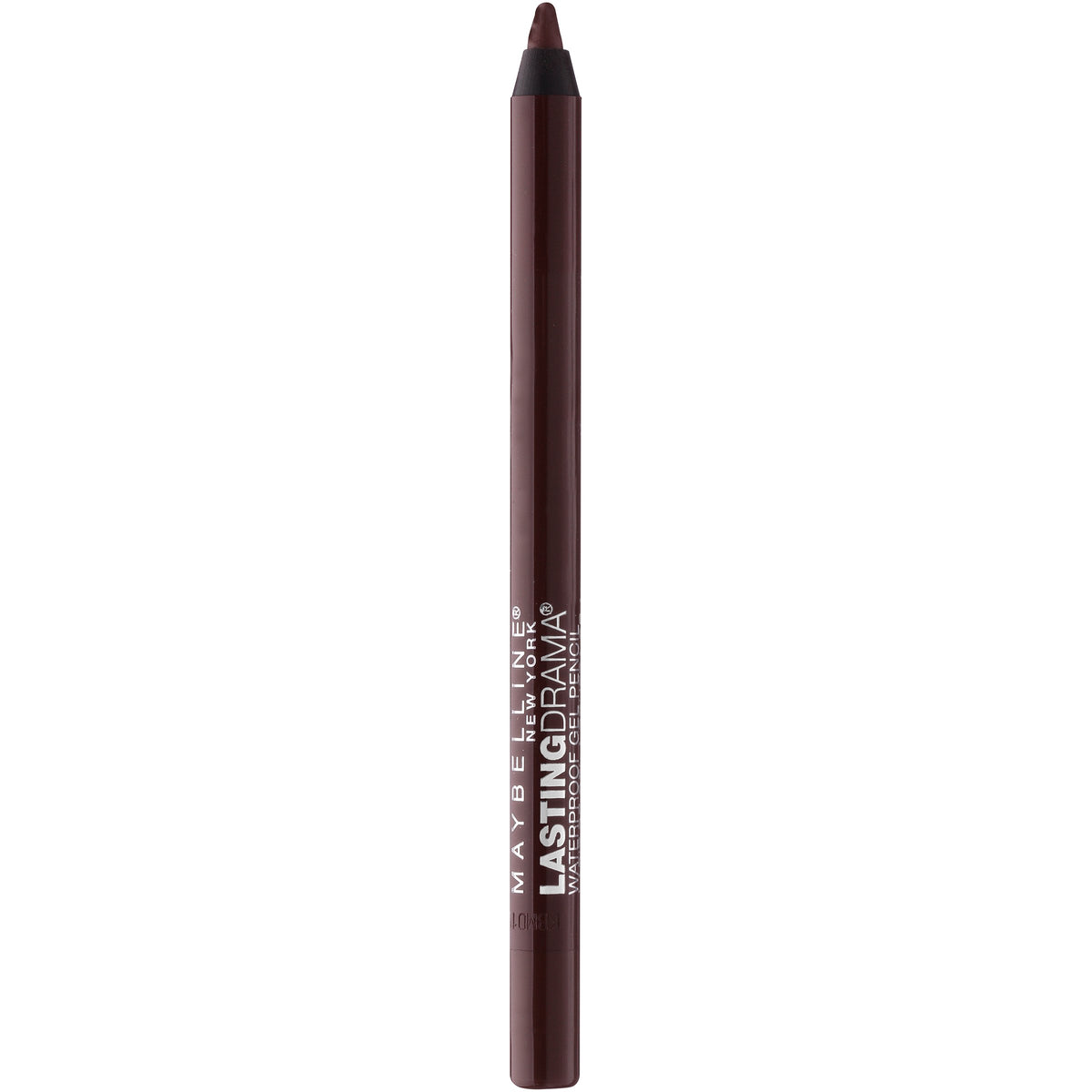 MAYBELLINE front packaging showing brown gel pencil and label, clear product identity benefit