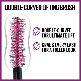 MAYBELLINE double-curved brush close-up demonstrating root-lifting design