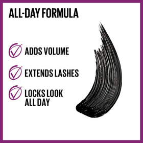 MAYBELLINE mascara wand showing fiber-infused coating for length