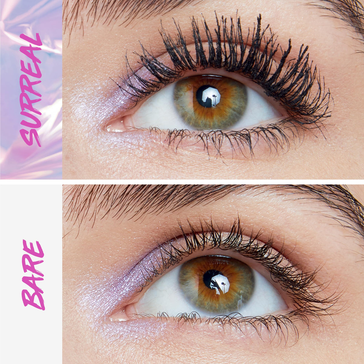 Maybelline close-up of helix brush demonstrating even lash loading and separation