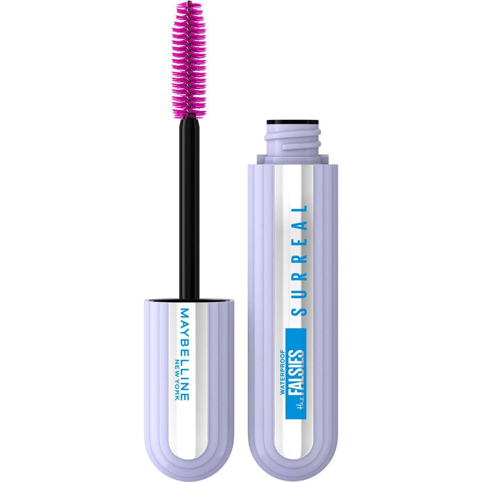 Maybelline front packaging showing waterproof mascara benefits and bold finish