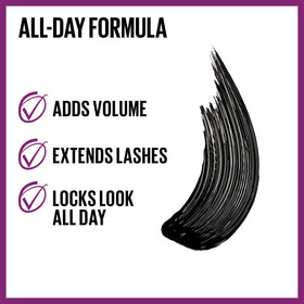 Maybelline Falsies swiped on lashes detail showing lengthening fibers and dramatic volume