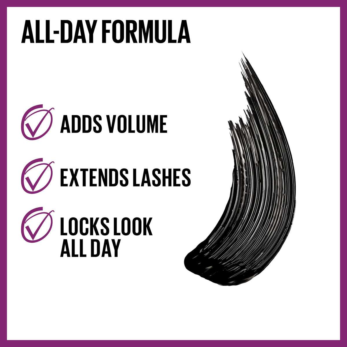 MAYBELLINE wand bristles with fiber coating highlighting buildable volume