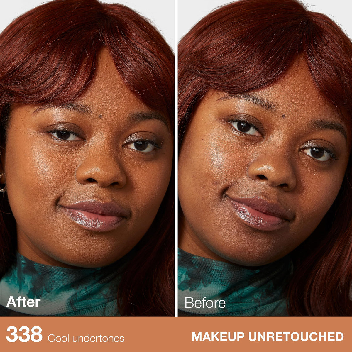 Maybelline Fit Me applied with a makeup sponge demonstrating even coverage benefit