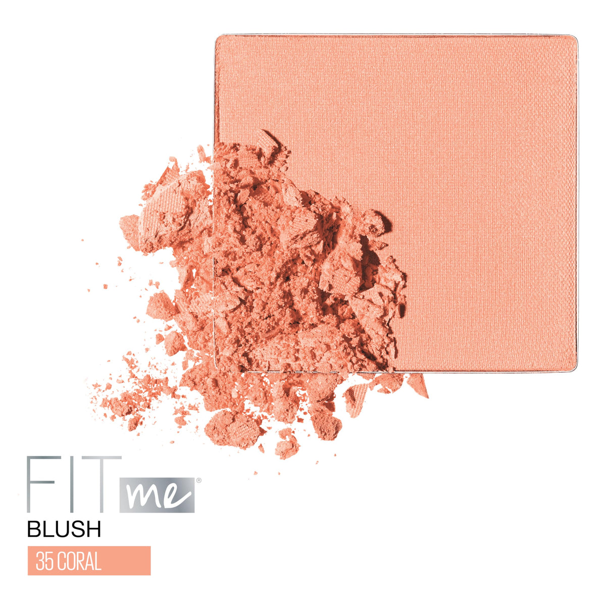 Maybelline open pan coral shade showing product color and true-to-tone benefit