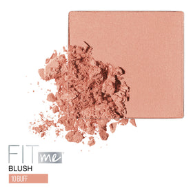 Maybelline Fit Me blush open pan texture close-up showing smooth, blendable powder finish