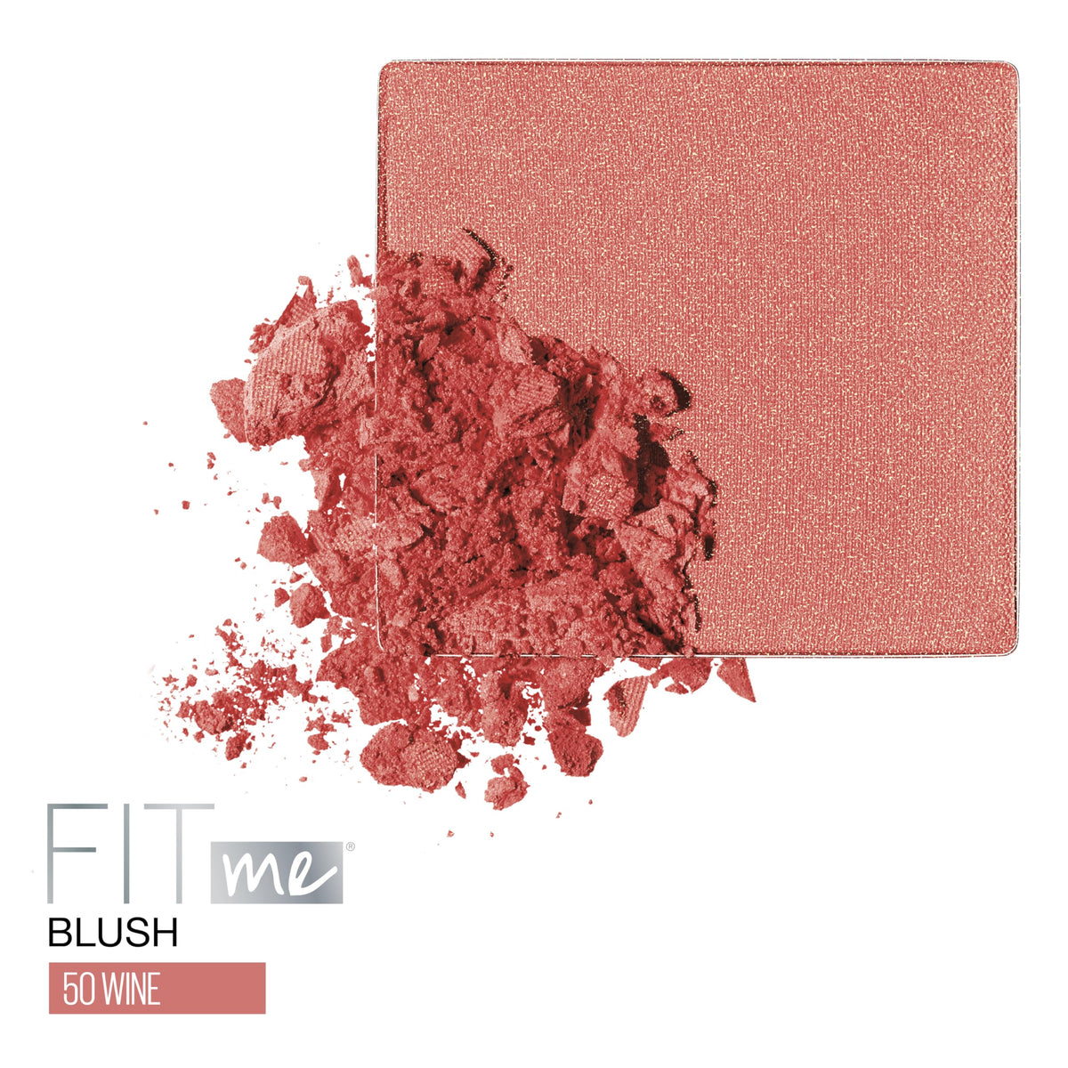 Maybelline blush pan close-up highlighting smooth texture and true pigment
