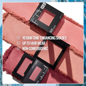 MAYBELLINE compact next to coin for scale, convenient pocket-size benefit