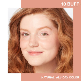 Maybelline Fit Me blush brush stroke on pan demonstrating easy pick-up and buildable color
