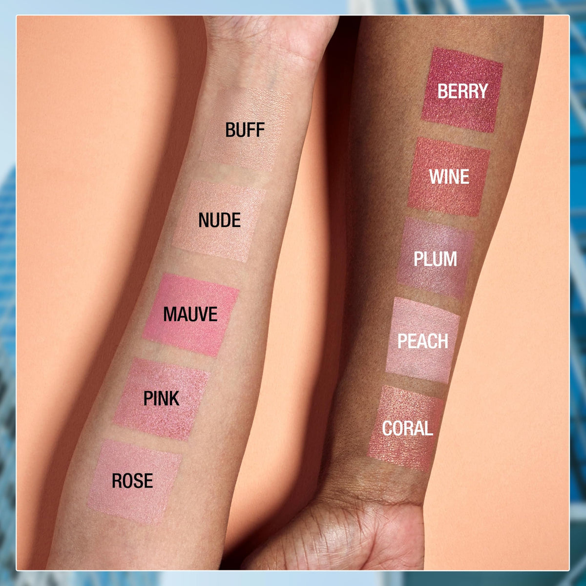 Maybelline flatlay with foundation and blush to show coordinated complexion routine
