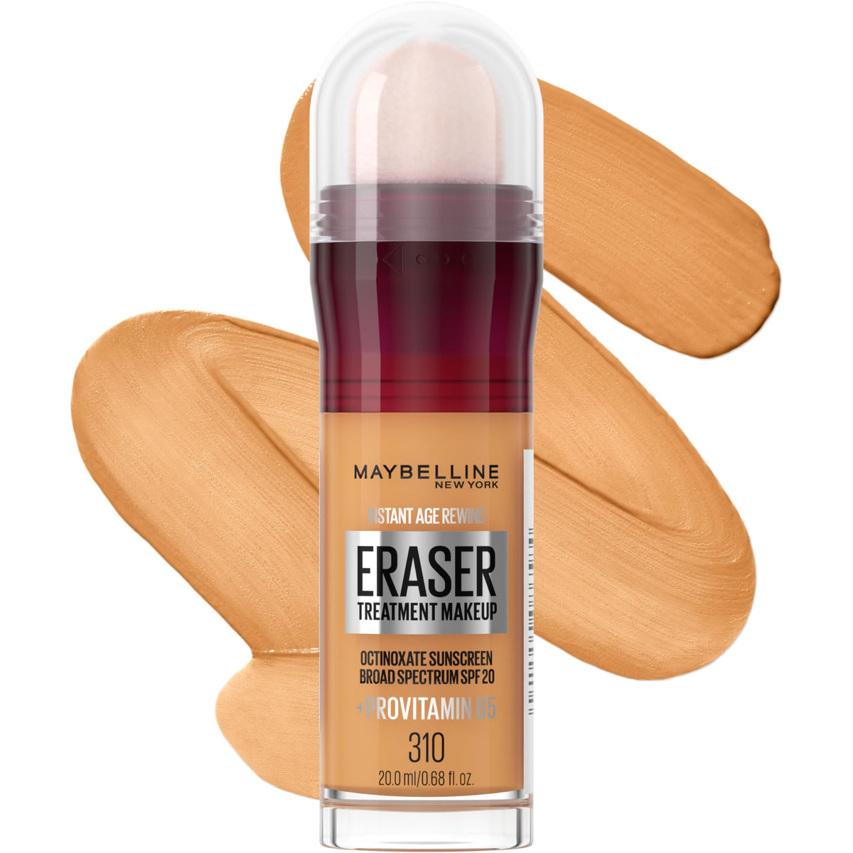 Maybelline foundation front packaging shows label and shade for quick identification and shelf appeal