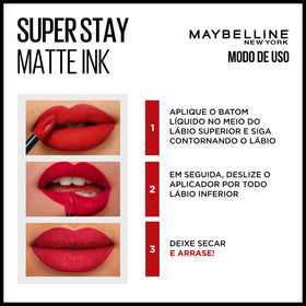 Maybelline on model lifestyle image shows bold cranberry lip for confidence