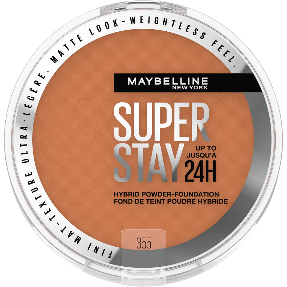 Maybelline compact front view showing shade 355 and matte benefit