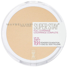 Maybelline compact front view showing Natural Beige shade and compact design benefit
