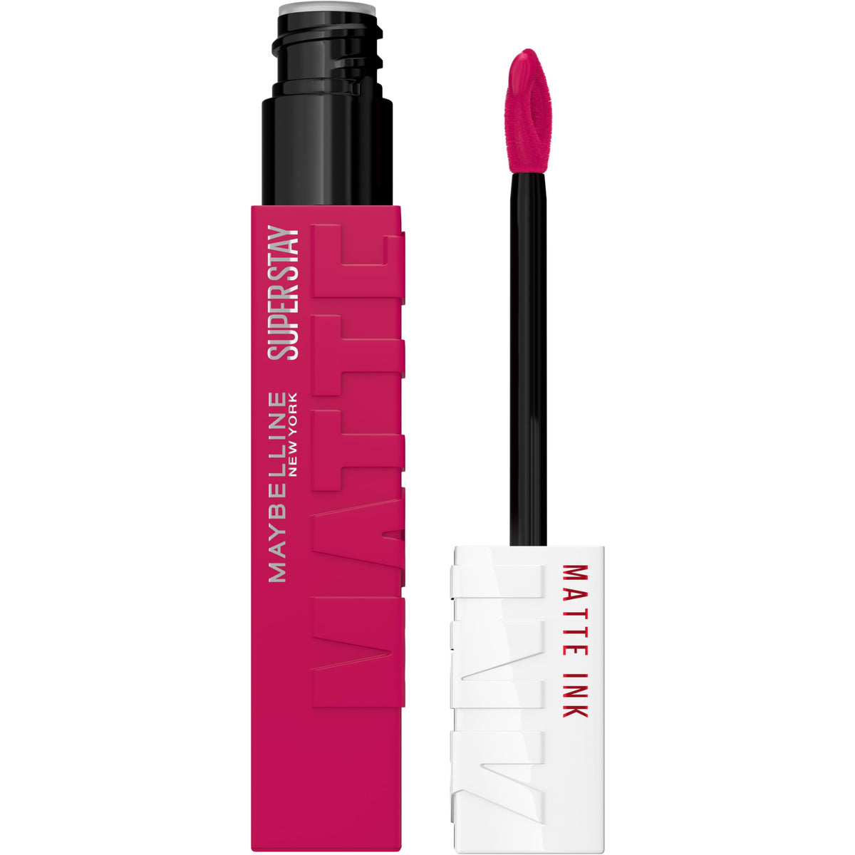 Maybelline Super Stay Matte Ink front packaging showing deep pink Artist shade and brand