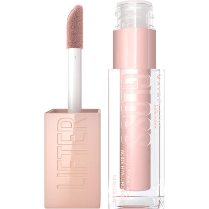 Maybelline front packaging of Lifter Gloss Ice showing glossy tube and shade