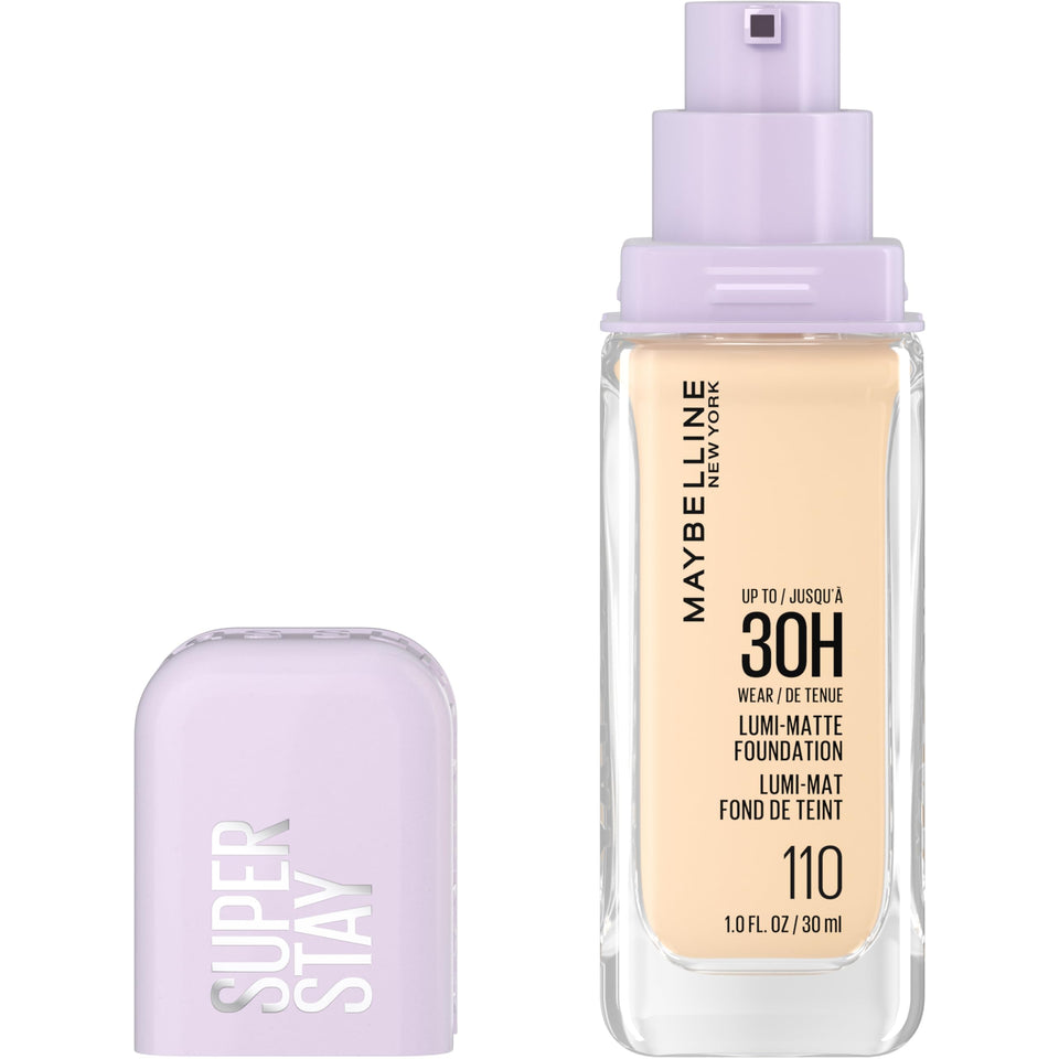 MAYBELLINE front packaging showing bottle and shade 110 for easy identification and confidence