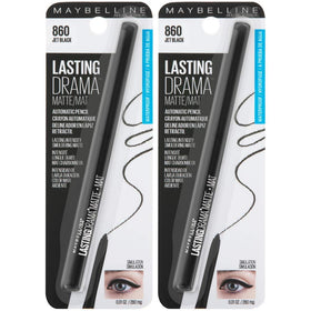 Maybelline front packaging showing two jet black gel pencils for long-lasting definition