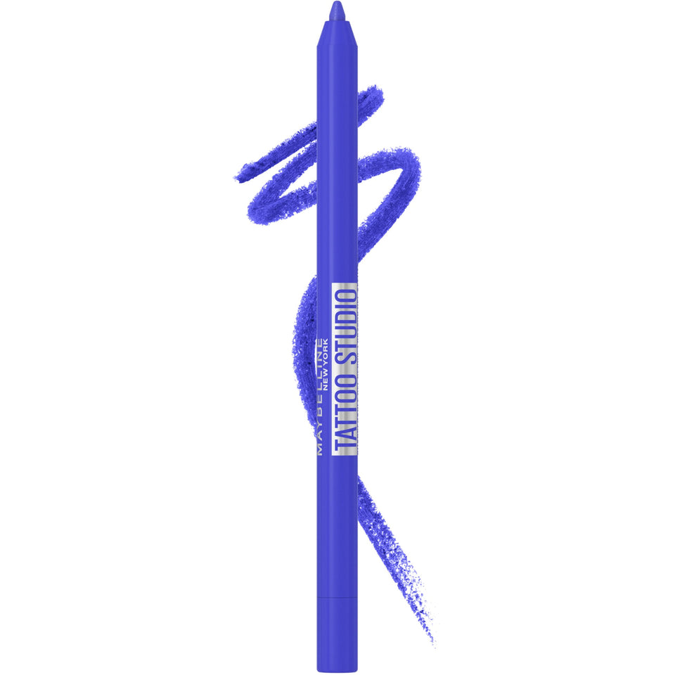 Maybelline pencil front packaging showing Galactic Cobalt color and finish benefit