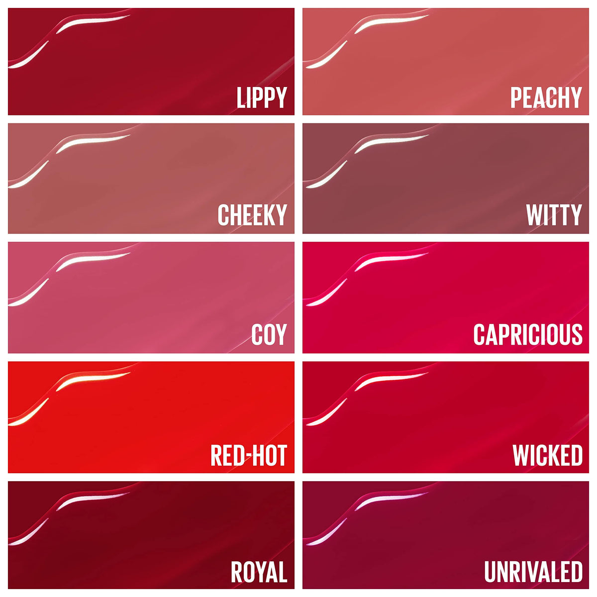 Maybelline glossy finish close-up on lips demonstrating high-shine benefit