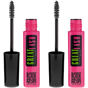 MAYBELLINE front packaging showing two mascara tubes and product name benefit