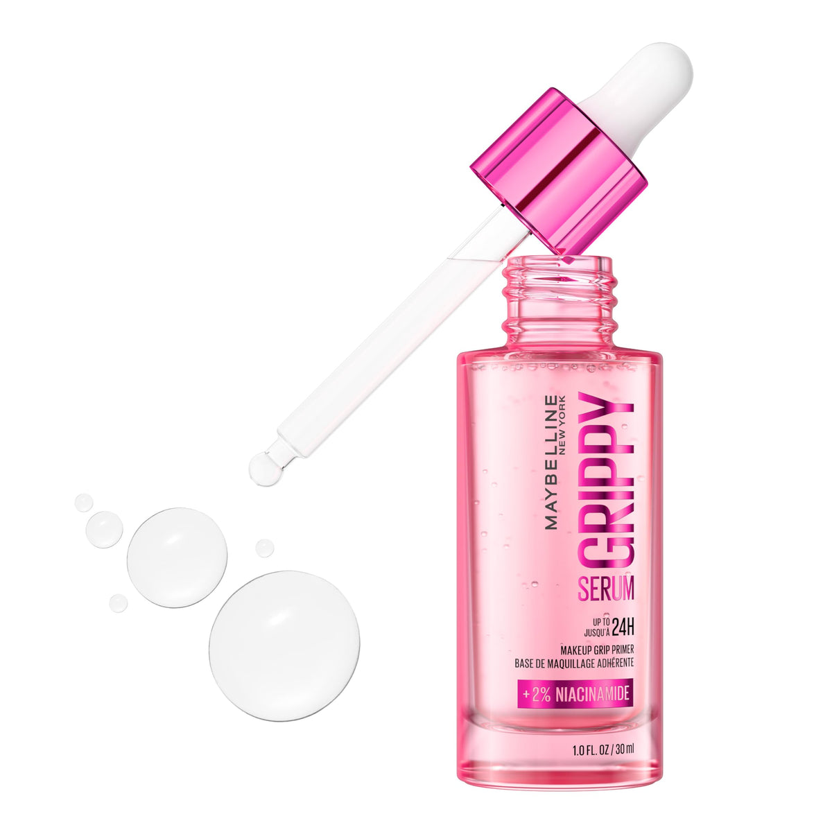 Maybelline Grippy Serum front packaging showing sleek bottle and brand