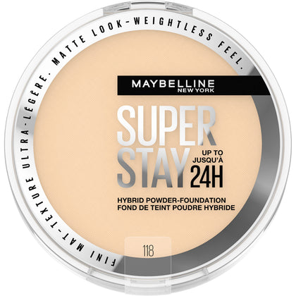 Maybelline compact front view showing sleek packaging and travel-ready design