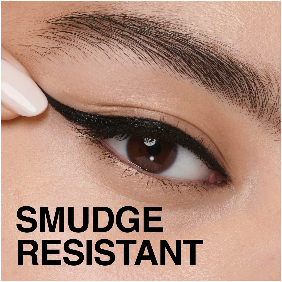 Maybelline ink stroke sample showing intense black pigment payoff