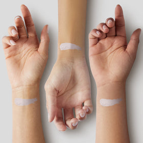 Maybelline side-by-side before and after showing concealed blemishes and mattified skin