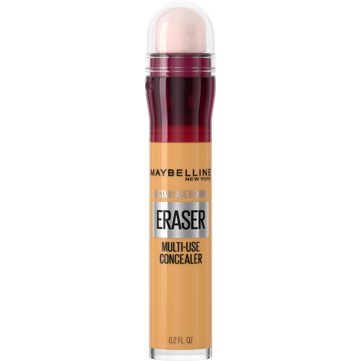 MAYBELLINE front view of concealer tube showing brand and applicator convenience
