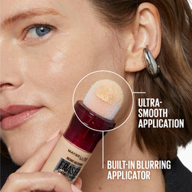 Maybelline applied under eye showing instant blurring and natural look
