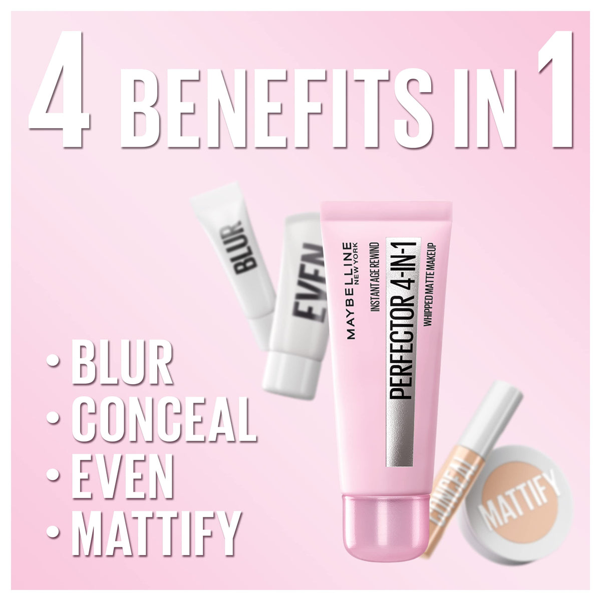 MAYBELLINE before and after showing reduced pores and mattified skin