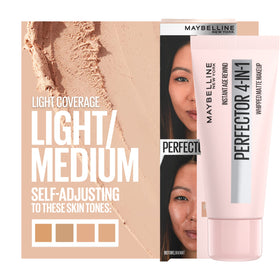 MAYBELLINE shade 02 light/medium swatch showing natural blend