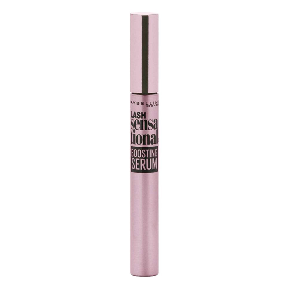 Maybelline lash sensational front compact showing bottle and label, highlights conditioning benefit