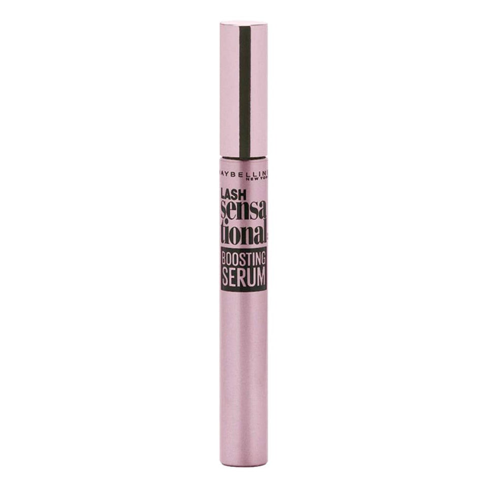 Maybelline lash sensational front compact showing bottle and label, highlights conditioning benefit