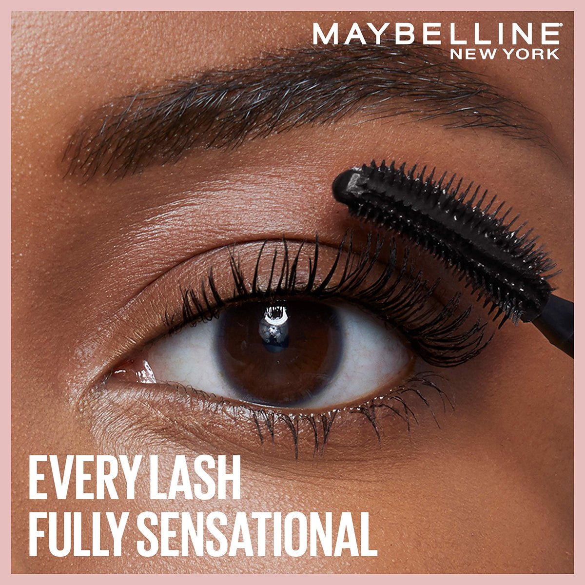 Maybelline Lash Sensational on model applying mascara for defined, voluminous lashes