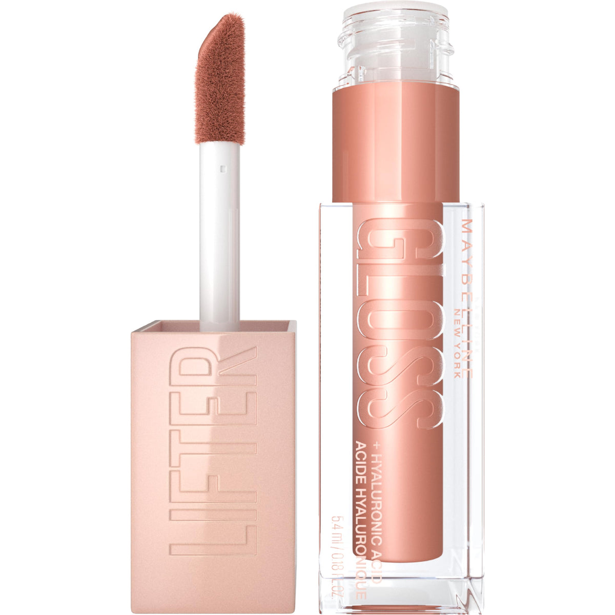 Maybelline lifter gloss front view showing shade Stone and glossy finish