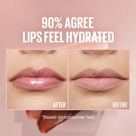Maybelline Lifter Gloss Moon swatch on skin revealing nude pink pearl effect