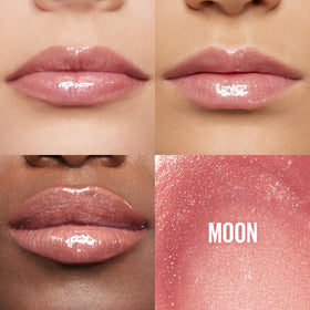 Maybelline Lifter Gloss Moon XL wand applicator demonstrating even coverage benefit