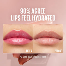Maybelline Lifter Gloss applied on lips demonstrating sheer bright pink shine benefit