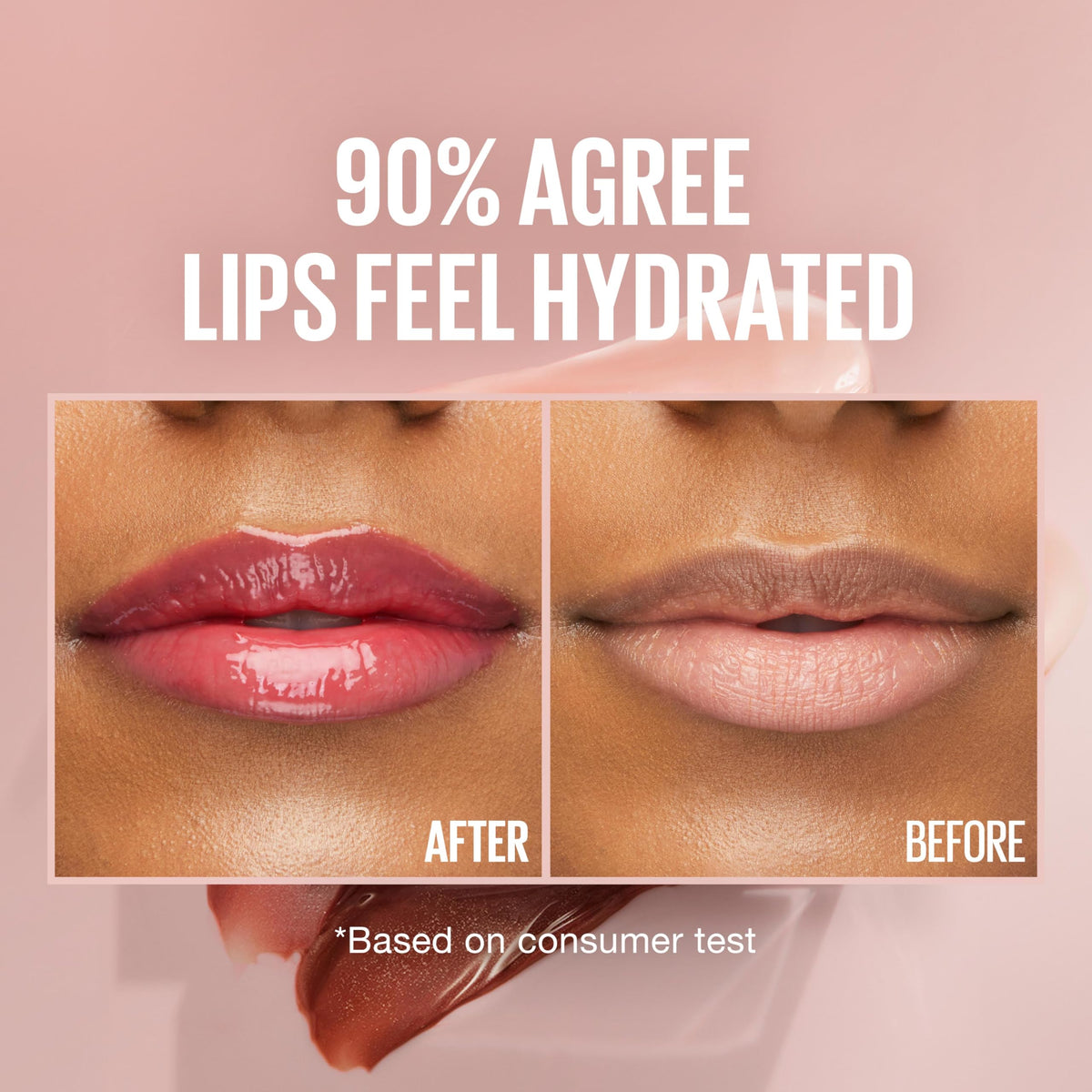 Maybelline Lifter Gloss swiped on lips to show plumper-looking shine